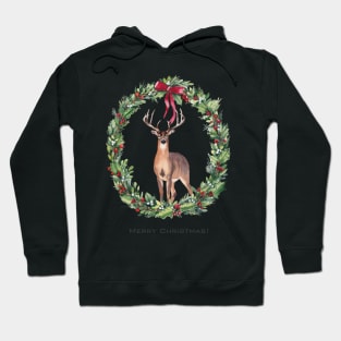 Christmas deer art. Merry Christmas. Hoodie